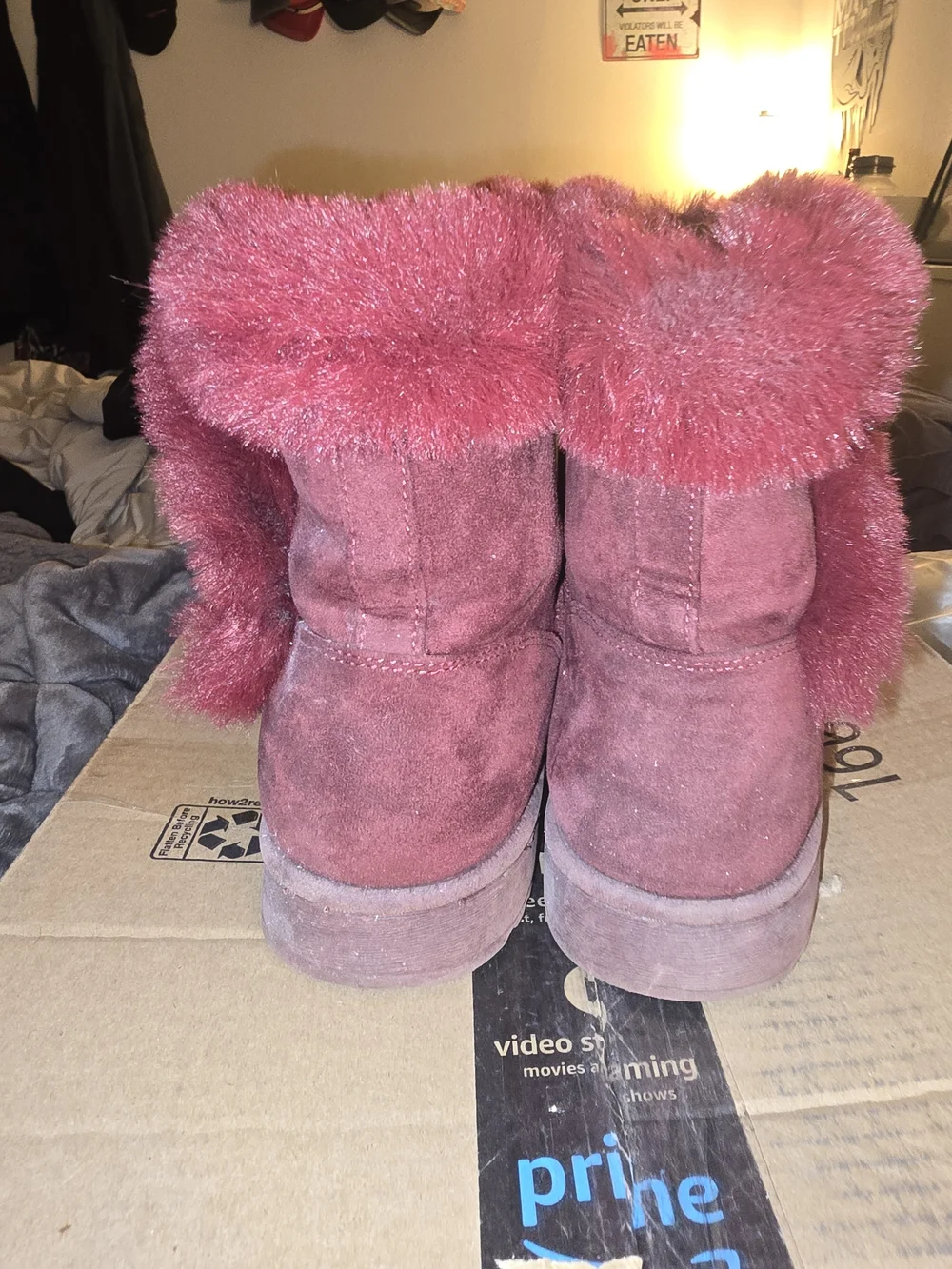 Kohl's Women's Burgundy Faux Suede Plush Cuff Winter Boots